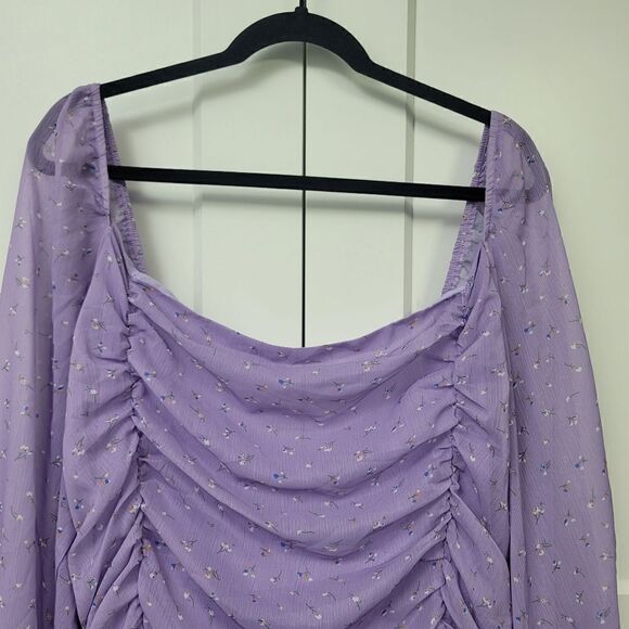 Boohoo long sleeve ruched front chiffon mini dress, size 18 - Picture 8 of 13